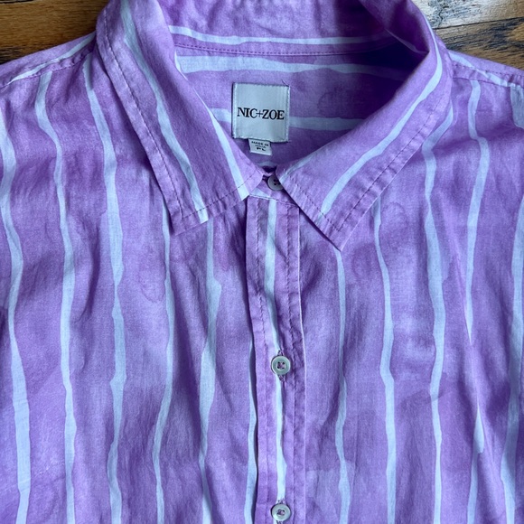 NIC+ZOE Lavender and White Striped Shirt - Picture 6 of 10